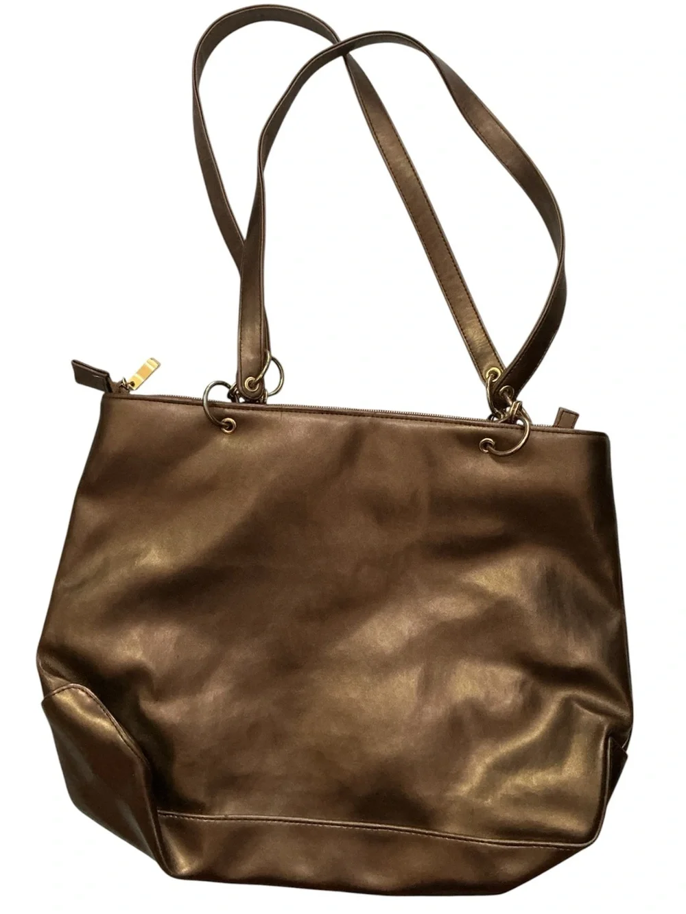 Women’s Brown Leather Tote Bag - Classic Everyday Shoulder Bag by Kathy Ireland